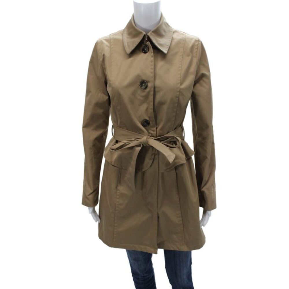 Plenty by Tracy Reese Womens Beige Trench Coat Button Long Sleeve Size S